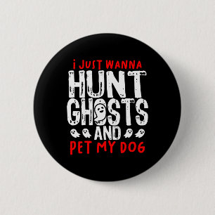 Ghost Hunter Paranormal Hunting Investigator Dog L 6 Cm Round Badge