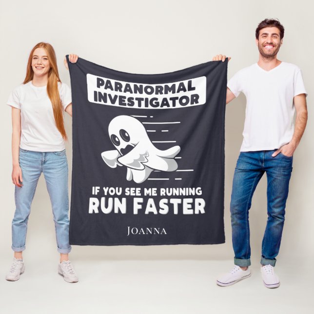 Ghost Hunting Paranormal Investigator Run Faster Fleece Blanket (In Situ)