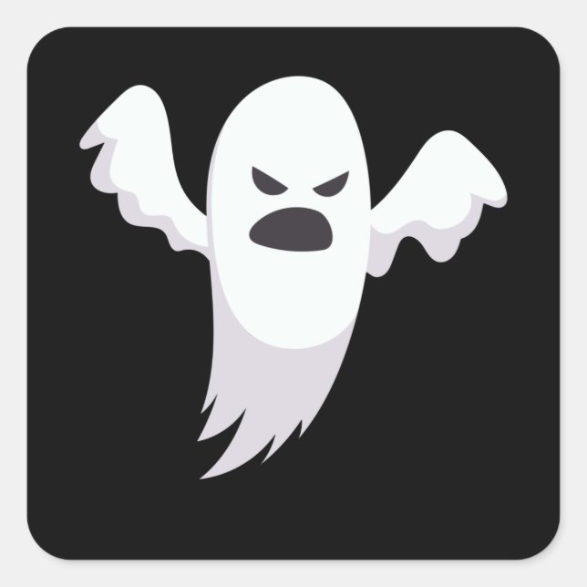 Ghost Illustration Horror Cartoon Halloween Gift Square Sticker (Front)