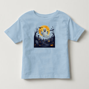 Ghost in a Haunted Graveyard With Full Moon Toddler T-Shirt