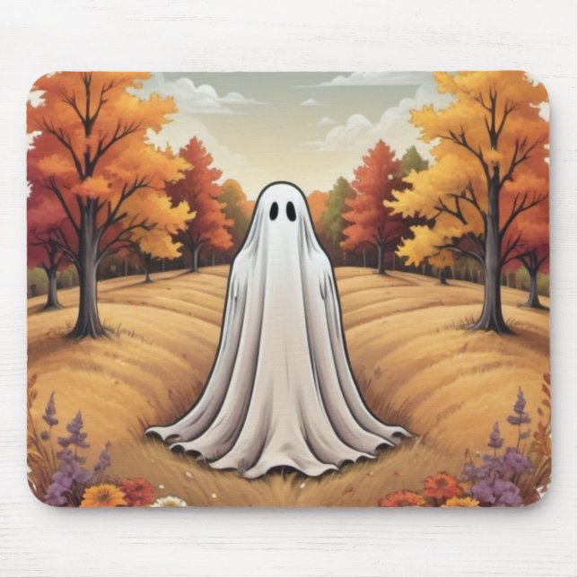 Ghost in Autumn Forest Mouse Mat (Front)