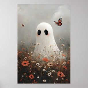 Ghost In Field Poppies Portrait Print, Flower Poster