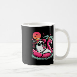 Ghost In Lifebuoy Flamingo On A Pool Float Summer Coffee Mug
