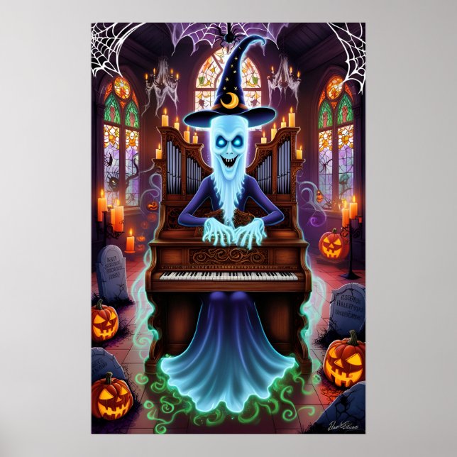 Ghost in organ stained glass poster (Front)