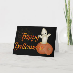 Ghost in Pumpkin Happy Halloween Greeting Card