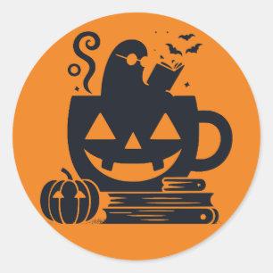 Ghost in Pumpkin Mug Sticker