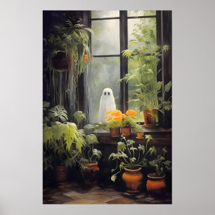 Ghost In Window Plant Print, Dark Academia Poster
