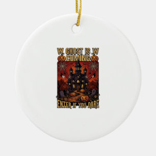 Ghost Is Coming Halloween Haunted House Pumpkins B Ceramic Tree Decoration
