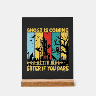 Ghost Is Coming Halloween Haunted House Witch Owl_ Acrylic Sign