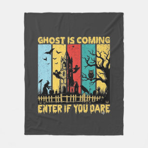 Ghost Is Coming Halloween Haunted House Witch Owl_ Fleece Blanket