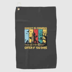 Ghost Is Coming Halloween Haunted House Witch Owl_ Golf Towel