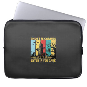 Ghost Is Coming Halloween Haunted House Witch Owl_ Laptop Sleeve