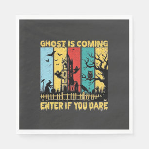 Ghost Is Coming Halloween Haunted House Witch Owl_ Napkin