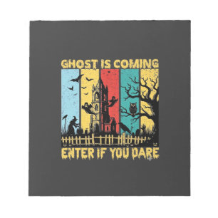 Ghost Is Coming Halloween Haunted House Witch Owl_ Notepad