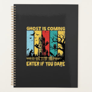 Ghost Is Coming Halloween Haunted House Witch Owl_ Planner