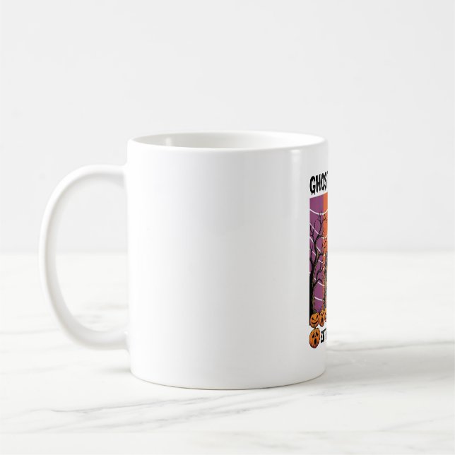 Ghost Is Coming Halloween Haunted House Witch Pump Coffee Mug (Left)