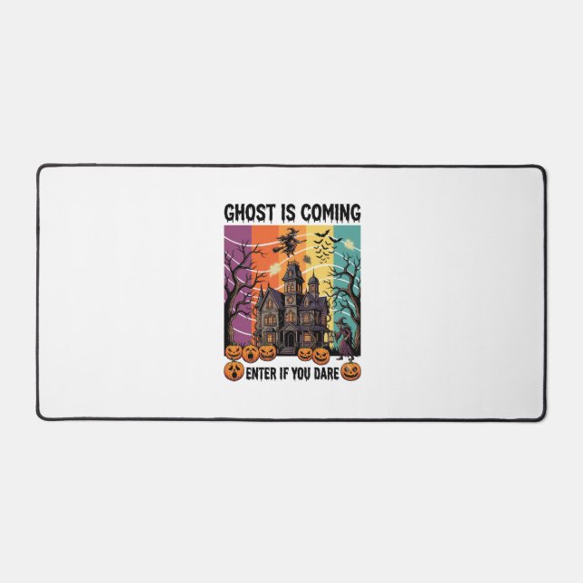 Ghost Is Coming Halloween Haunted House Witch Pump Desk Mat (Front)