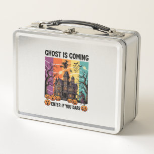 Ghost Is Coming Halloween Haunted House Witch Pump Metal Lunch Box