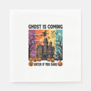 Ghost Is Coming Halloween Haunted House Witch Pump Napkin
