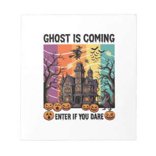Ghost Is Coming Halloween Haunted House Witch Pump Notepad