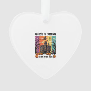 Ghost Is Coming Halloween Haunted House Witch Pump Ornament