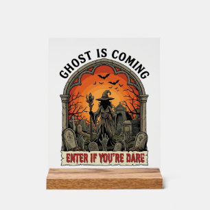Ghost Is Coming Witch Graveyard Zombie Hands Hallo Acrylic Sign