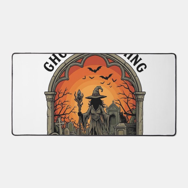 Ghost Is Coming Witch Graveyard Zombie Hands Hallo Desk Mat (Front)