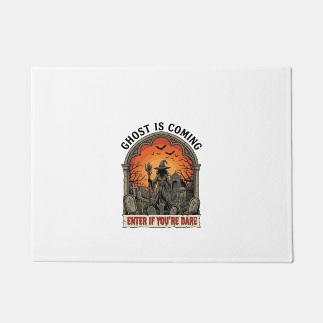 Ghost Is Coming Witch Graveyard Zombie Hands Hallo Doormat (Front)
