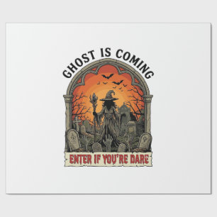 Ghost Is Coming Witch Graveyard Zombie Hands Hallo Wrapping Paper