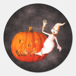 Ghost Jack O Lantern Halloween Funny  Classic Round Sticker