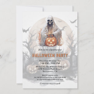 Ghost Jack-O-Lantern Halloween Party Invitation