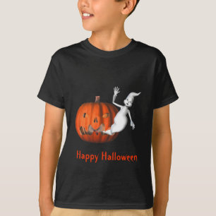 Ghost Jack O Lantern Kids Halloween T-Shirt