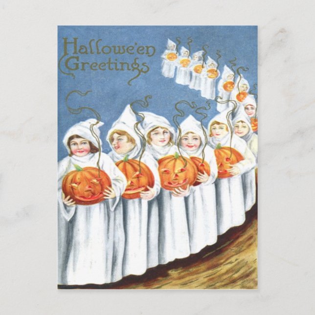 Ghost Jack O Lantern Pumpkin Costume Postcard (Front)