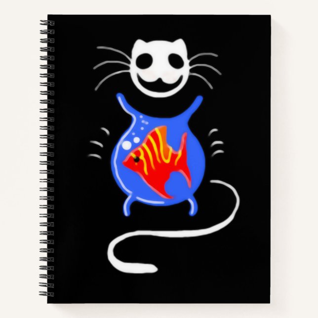 Ghost Kitty Cat Spiral Notebook (Front)