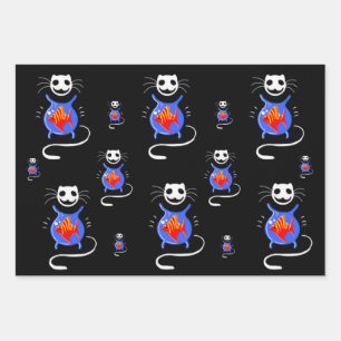 Ghost Kitty Cat Wrapping Paper Sheet Set