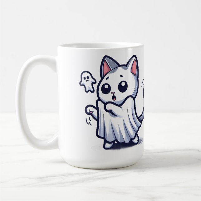 Ghost Kitty Halloween Costume Coffee Mug (Left)