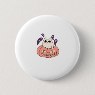 Ghost Kitty in a pumpkin Classic T-Shirt 6 Cm Round Badge