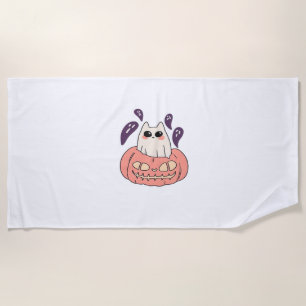 Ghost Kitty in a pumpkin Classic T-Shirt Beach Towel