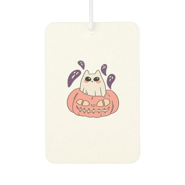 Ghost Kitty in a pumpkin Classic T-Shirt Car Air Freshener (Front)