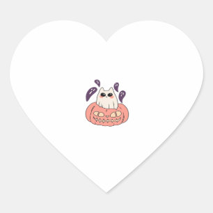 Ghost Kitty in a pumpkin Classic T-Shirt Heart Sticker