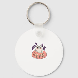 Ghost Kitty in a pumpkin Classic T-Shirt Key Ring