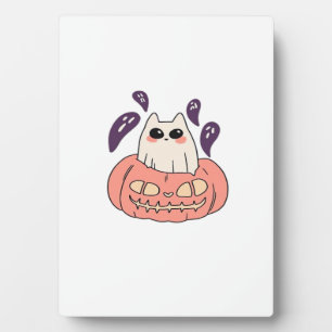 Ghost Kitty in a pumpkin Classic T-Shirt Plaque