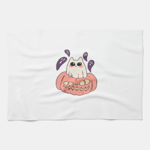 Ghost Kitty in a pumpkin Classic T-Shirt Tea Towel