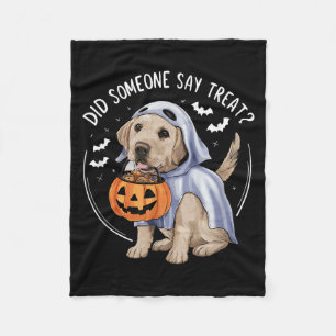 Ghost Labrador Puppy Treats Halloween Labrador Dog Fleece Blanket