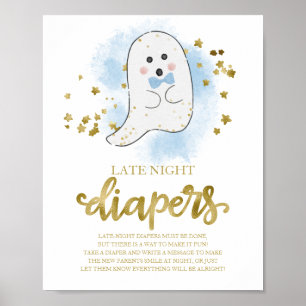 Ghost Late Night Diapers Baby Shower Game Sign