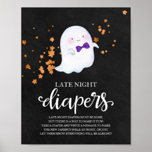 Ghost Late Night Diapers Baby Shower Game Sign