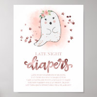 Ghost Late Night Diapers Baby Shower Game Sign