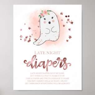 Ghost Late Night Diapers Baby Shower Game Sign