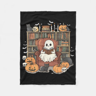 Ghost Library Halloween Book Reading Books Lover T Fleece Blanket