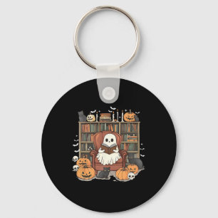 Ghost Library Halloween Book Reading Books Lover T Key Ring